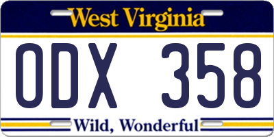 WV license plate ODX358