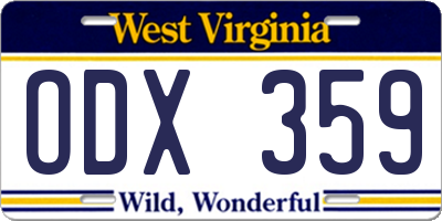 WV license plate ODX359