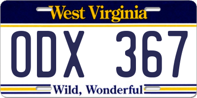 WV license plate ODX367