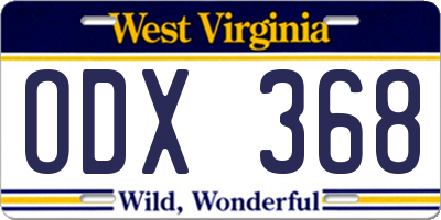 WV license plate ODX368