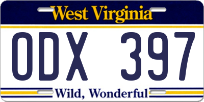 WV license plate ODX397
