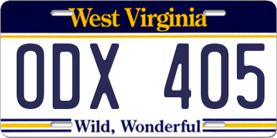 WV license plate ODX405