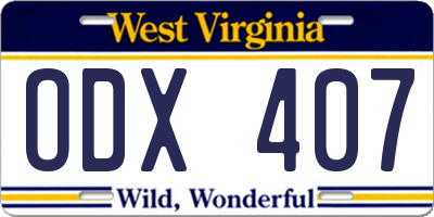 WV license plate ODX407