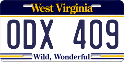 WV license plate ODX409
