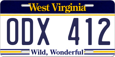WV license plate ODX412
