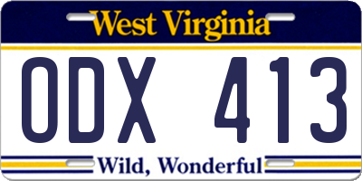 WV license plate ODX413