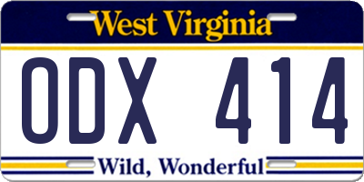 WV license plate ODX414