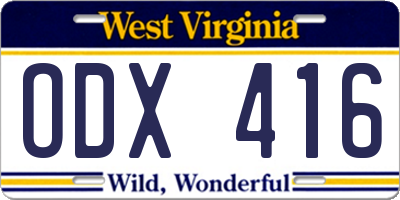 WV license plate ODX416