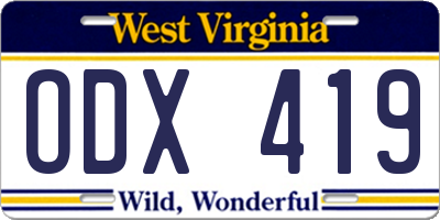 WV license plate ODX419
