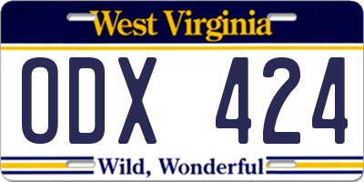 WV license plate ODX424