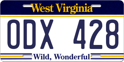 WV license plate ODX428