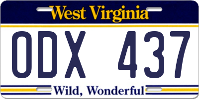 WV license plate ODX437