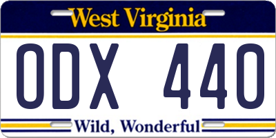 WV license plate ODX440