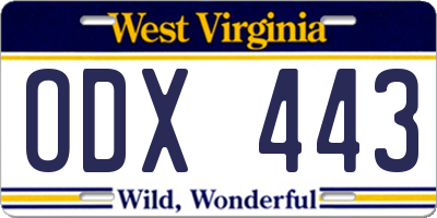 WV license plate ODX443