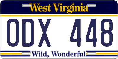 WV license plate ODX448