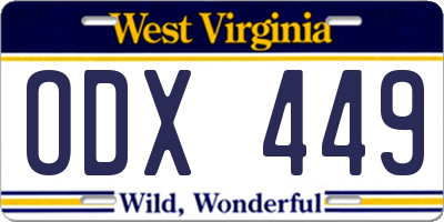 WV license plate ODX449