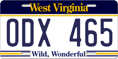 WV license plate ODX465