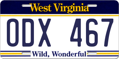WV license plate ODX467