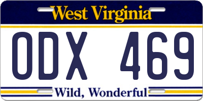 WV license plate ODX469