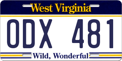 WV license plate ODX481