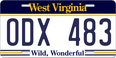 WV license plate ODX483