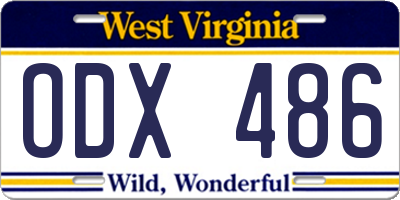 WV license plate ODX486