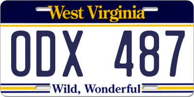 WV license plate ODX487