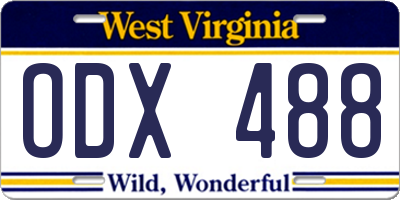 WV license plate ODX488