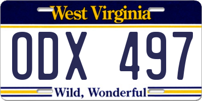 WV license plate ODX497