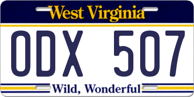 WV license plate ODX507
