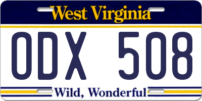 WV license plate ODX508