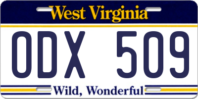 WV license plate ODX509