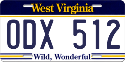 WV license plate ODX512
