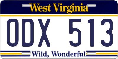 WV license plate ODX513