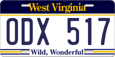 WV license plate ODX517