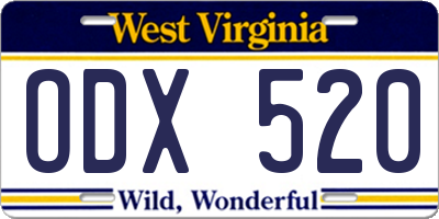 WV license plate ODX520