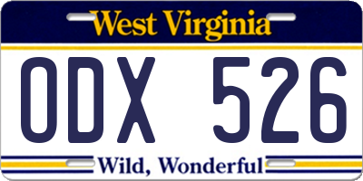 WV license plate ODX526
