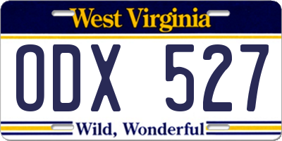 WV license plate ODX527