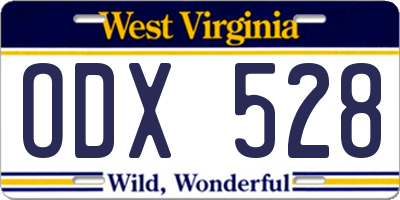 WV license plate ODX528
