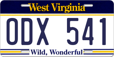 WV license plate ODX541