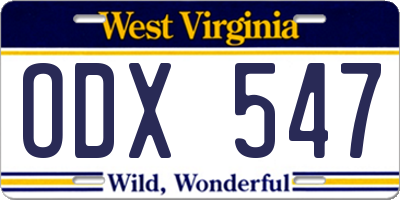 WV license plate ODX547
