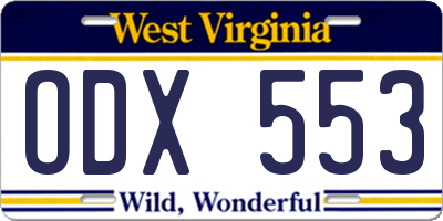 WV license plate ODX553