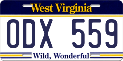WV license plate ODX559