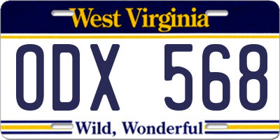 WV license plate ODX568
