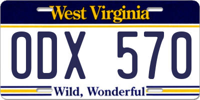 WV license plate ODX570