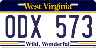 WV license plate ODX573