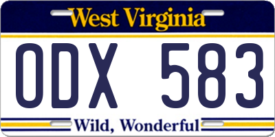 WV license plate ODX583