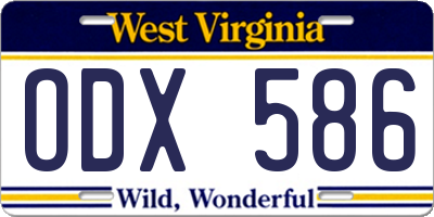 WV license plate ODX586