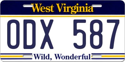 WV license plate ODX587