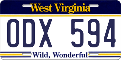 WV license plate ODX594